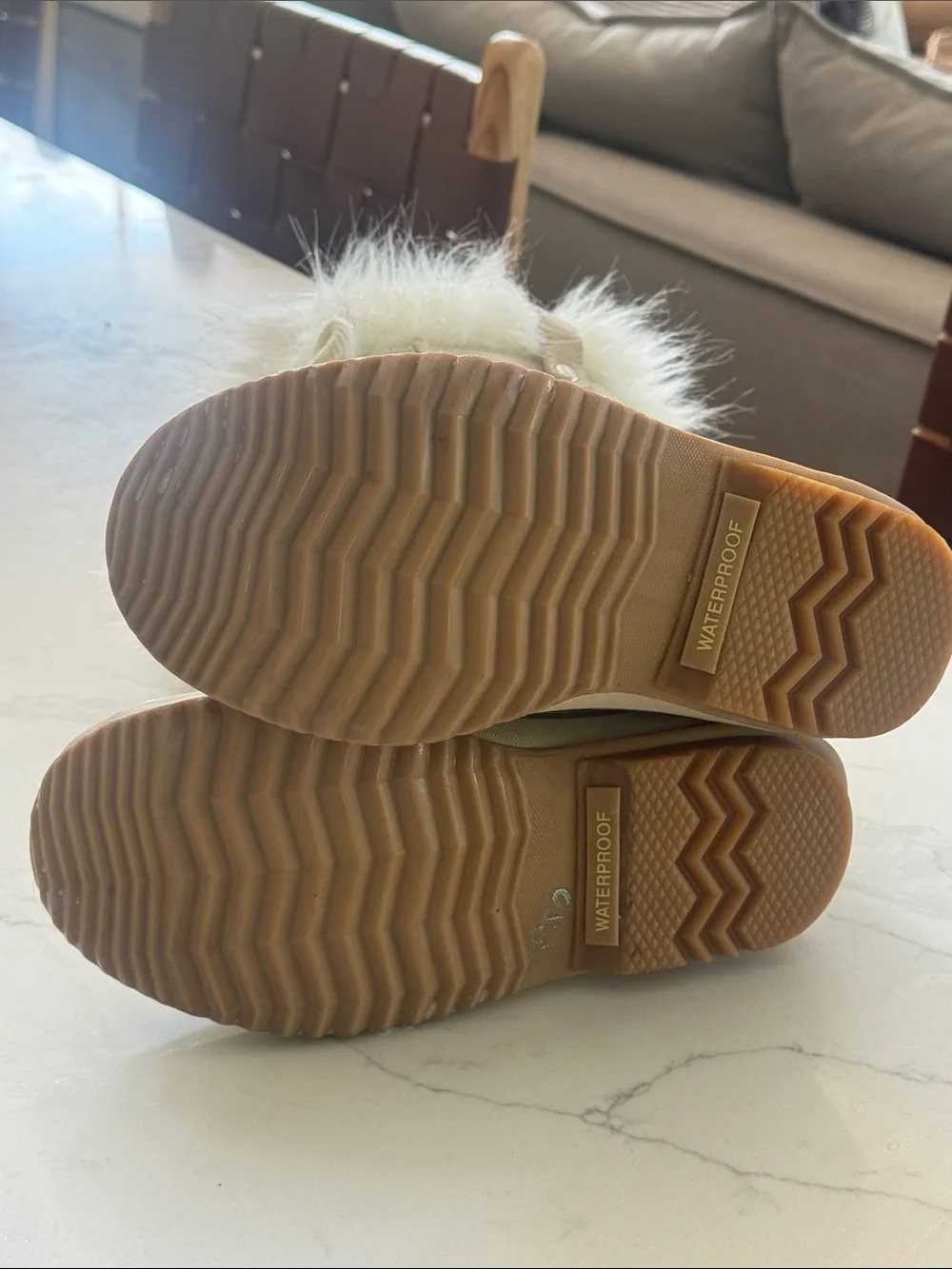 SOREL Joan of Arctic cream suede taupe faux fur waterproof winter snow boots